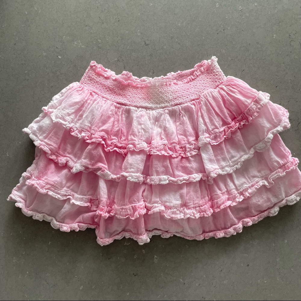 Love Shack Fancy Billie Skirt pink and white